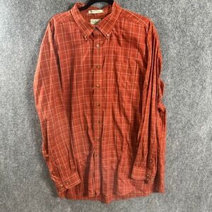 LL Bean Wrinkle Resistant L.L. Bean Plaid Orange XXL-T 2XLT Long Sleeve Men